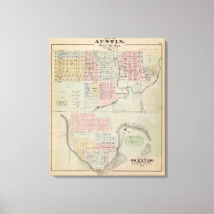 Map of Austin, Mower County, Minnesota Canvas Print