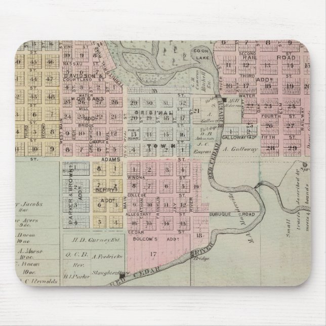 Map of Austin, Mower County, Minnesota Mouse Pad (Front)