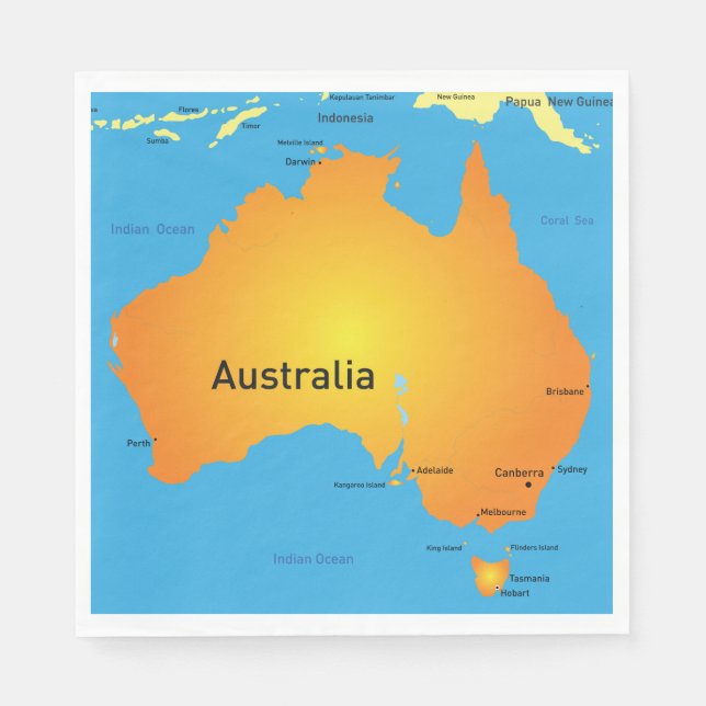 Map Of Australia Napkin (Front)