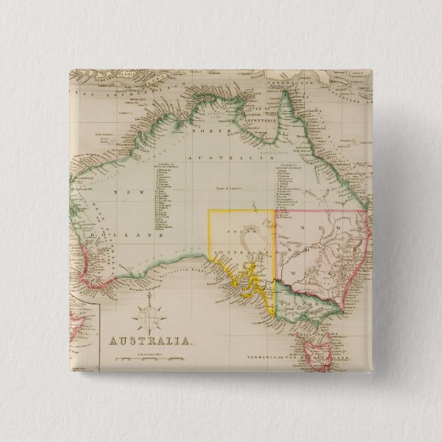 Map of Australia & New Zealand 15 Cm Square Badge (Front)