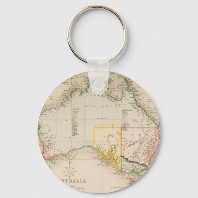 Map of Australia & New Zealand Key Ring (Front)