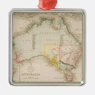Map of Australia & New Zealand Metal Tree Decoration