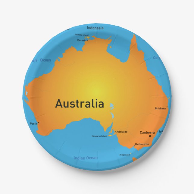 Map Of Australia Paper Plate (Front)