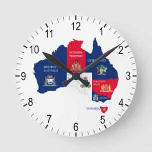 Map of Australia Round Clock