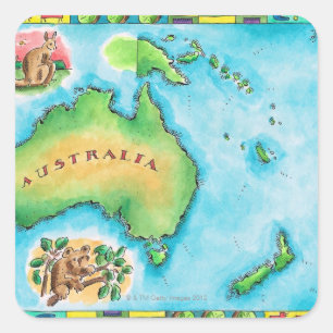 Map of Australia Square Sticker