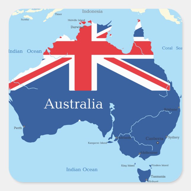 Map of Australia Stickers (Front)