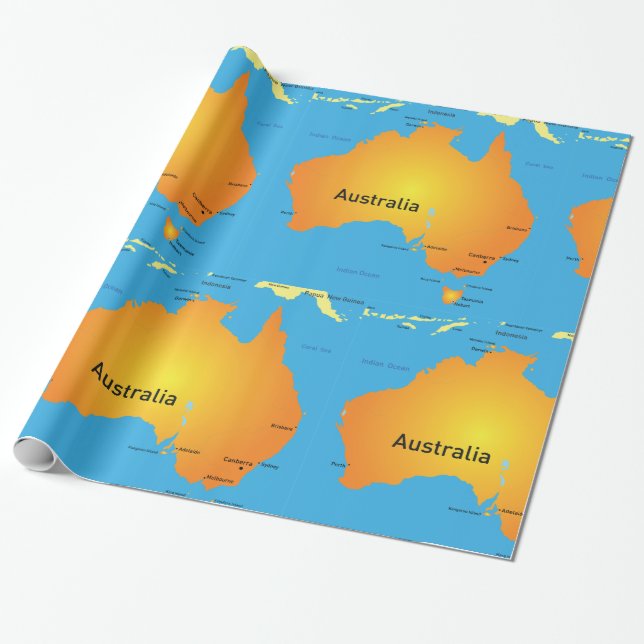 Map Of Australia Wrapping Paper (Unrolled)