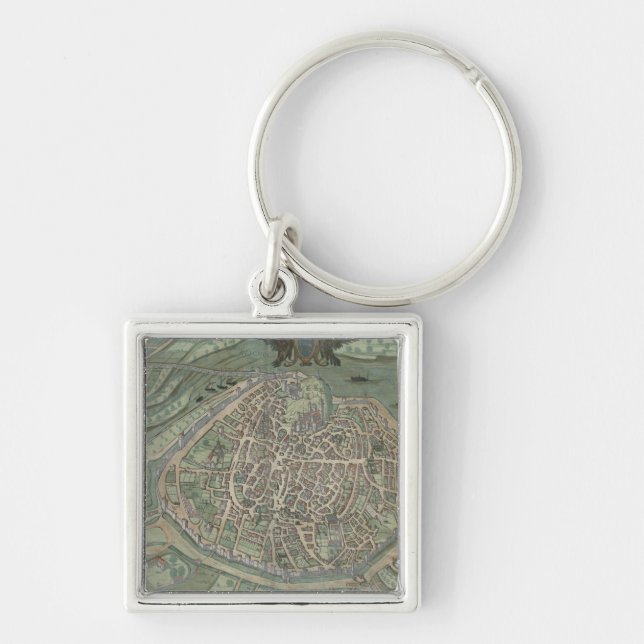Map of Avignon, from 'Civitates Orbis Terrarum' by Key Ring (Front)