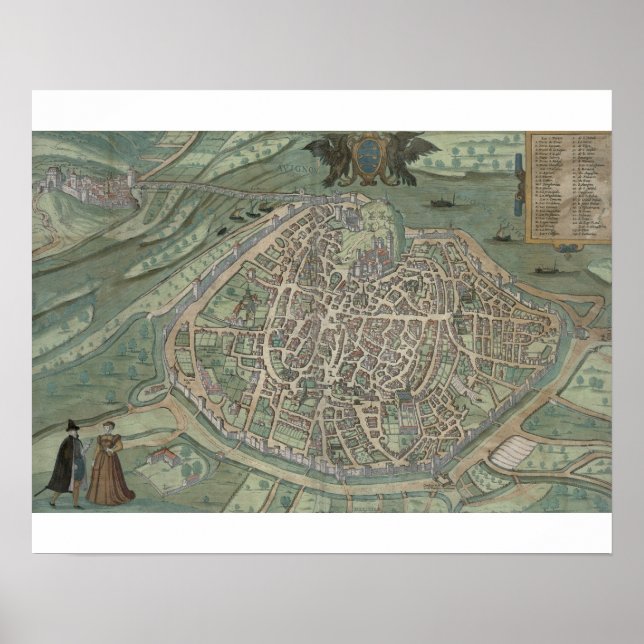 Map of Avignon, from 'Civitates Orbis Terrarum' by Poster (Front)
