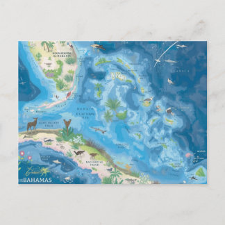 Map of bahamas postcard