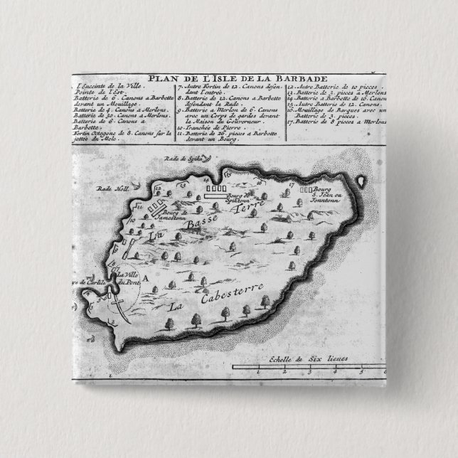 Map of Barbados 15 Cm Square Badge (Front)