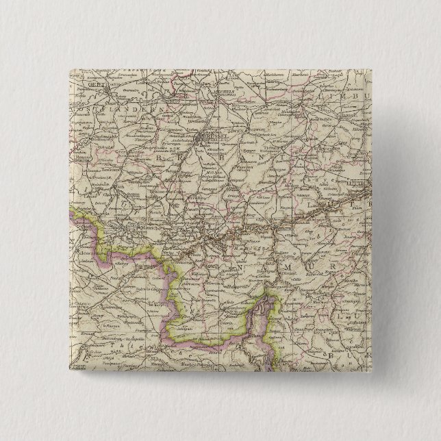 Map of Belgium and Luxembourg 15 Cm Square Badge (Front)