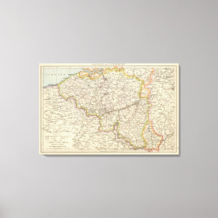 Map of Belgium and Luxembourg Canvas Print