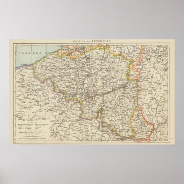 Map of Belgium and Luxembourg Poster (Front)
