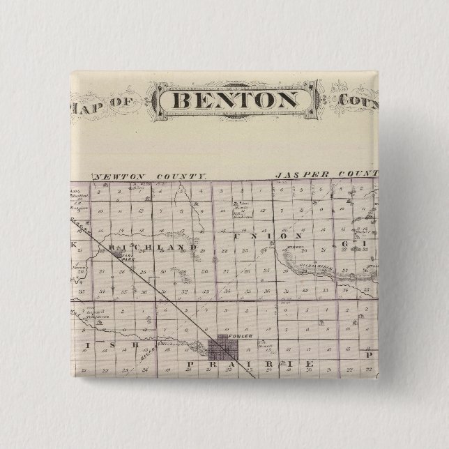 Map of Benton County 15 Cm Square Badge (Front)