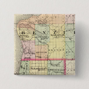 Map of Benzie and Manistee counties, Michigan 15 Cm Square Badge