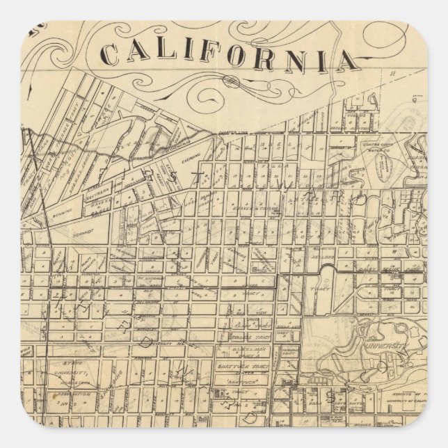 Map of Berkeley, California Square Sticker (Front)