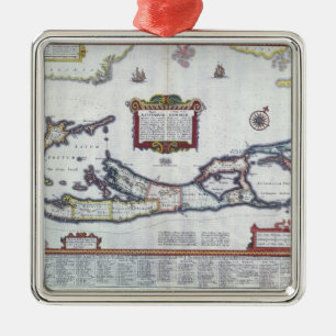 Map of Bermuda Metal Tree Decoration