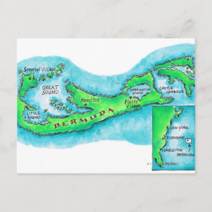 Map of Bermuda Postcard