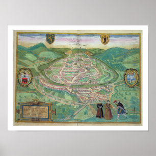 Map of Besancon, from 'Civitates Orbis Terrarum' b Poster