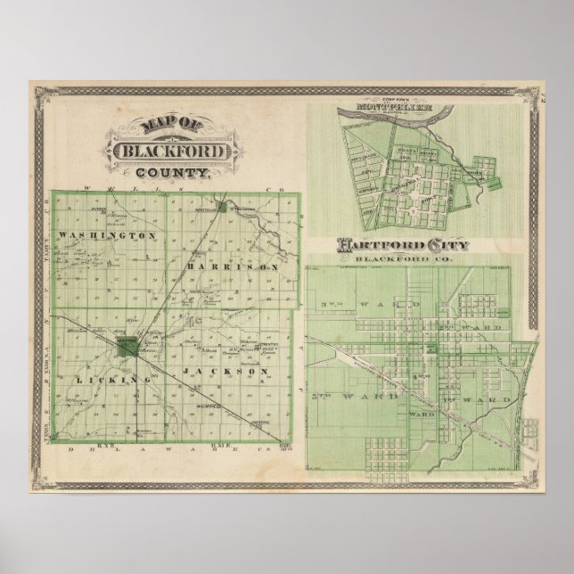 Map of Blackford County with Montpelier Poster (Front)