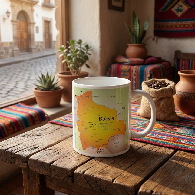 Map of Bolivia with Cities and Borders Coffee Mug (Creator Uploaded)