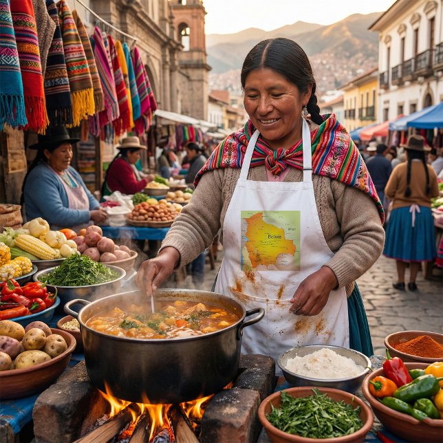 Map of Bolivia with Cities and Borders Standard Apron (Creator Uploaded)