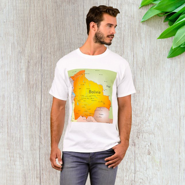 Map of Bolivia with Cities and Borders T-Shirt (Creator Uploaded)