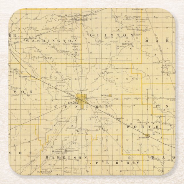 Map of Boone County Square Paper Coaster (Front)