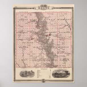 Map of Boone County, State of Iowa Poster