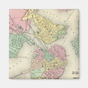 Map Of Boston And Adjacent Cities Magnet