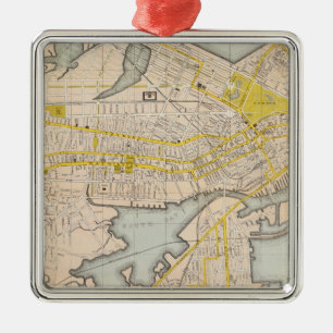 Map Of Boston Metal Tree Decoration
