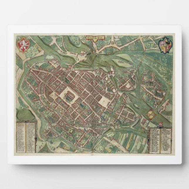 Map of Bratislava, from 'Civitates Orbis Terrarum' Plaque (Front)