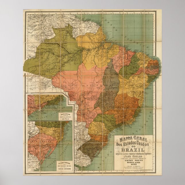 Map of Brazil Poster (Front)