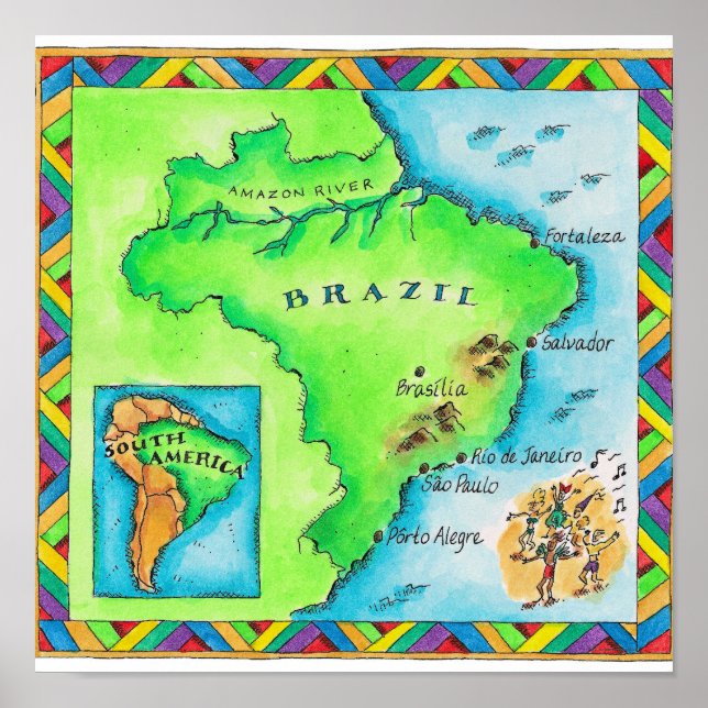 Map of Brazil Poster (Front)
