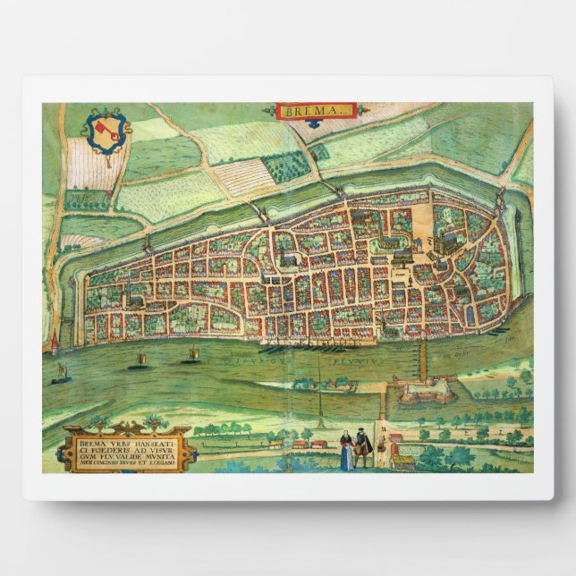 Map of Bremen, from 'Civitates Orbis Terrarum' by Plaque (Front)