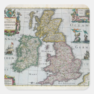 Map of Britain, 1631 Square Sticker