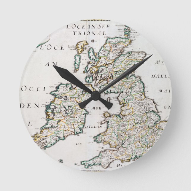 Map of Britain and Ireland, published Paris 1640 ( Round Clock (Front)