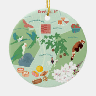 Map of Brooklyn Customizable Two-sided Ceramic Tree Decoration