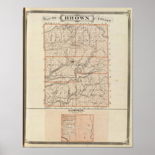 Map of Brown County with Plan of Nashville Poster