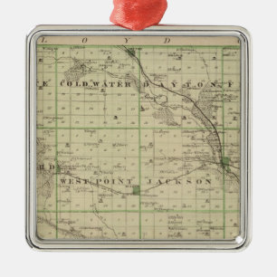 Map of Butler County, State of Iowa Metal Tree Decoration