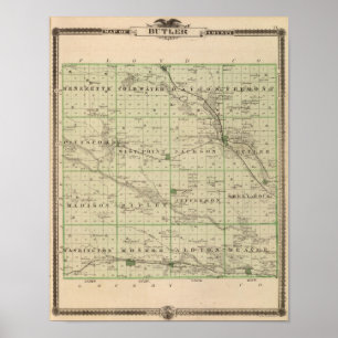 Map of Butler County, State of Iowa Poster