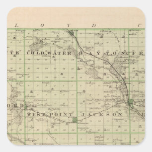 Map of Butler County, State of Iowa Square Sticker