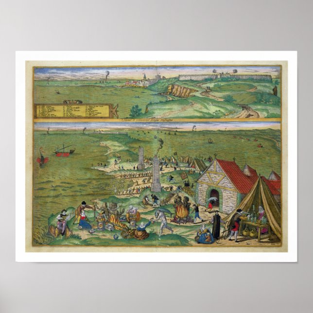 Map of Cadiz, from 'Civitates Orbis Terrarum' by G Poster (Front)