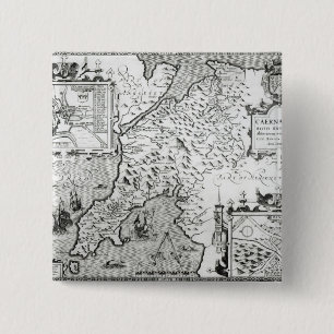 Map of Caernarvon, 1616 15 Cm Square Badge