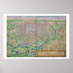 Map of Cairo, from 'Civitates Orbis Terrarum' by G Poster