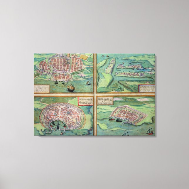 Map of Calais, Malta, Rhodes, and Famagusta, from Canvas Print (Front)