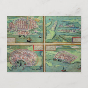 Map of Calais, Malta, Rhodes, and Famagusta, from Postcard