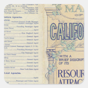 Map of California 2 Square Sticker