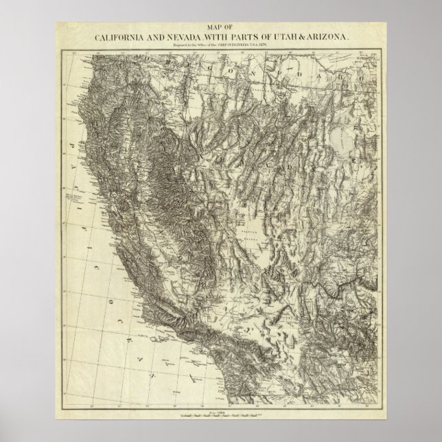 Map of California and Nevada Poster (Front)